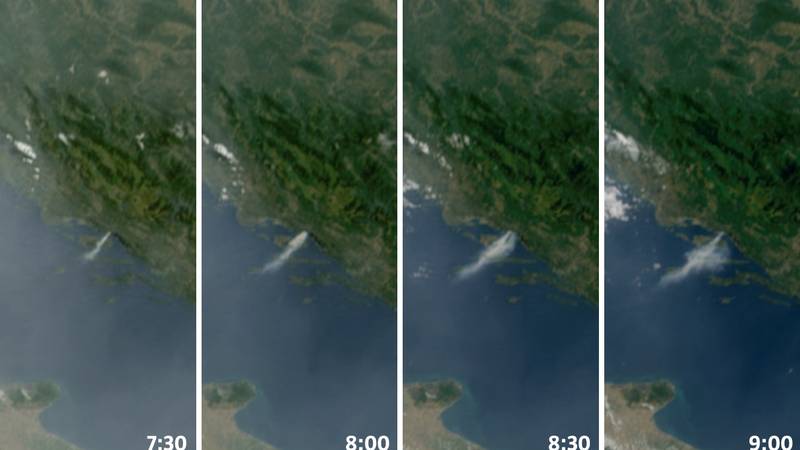 Pogledajte satelitske snimke požara kod Makarske! Dim se nadvio preko mora i Brača