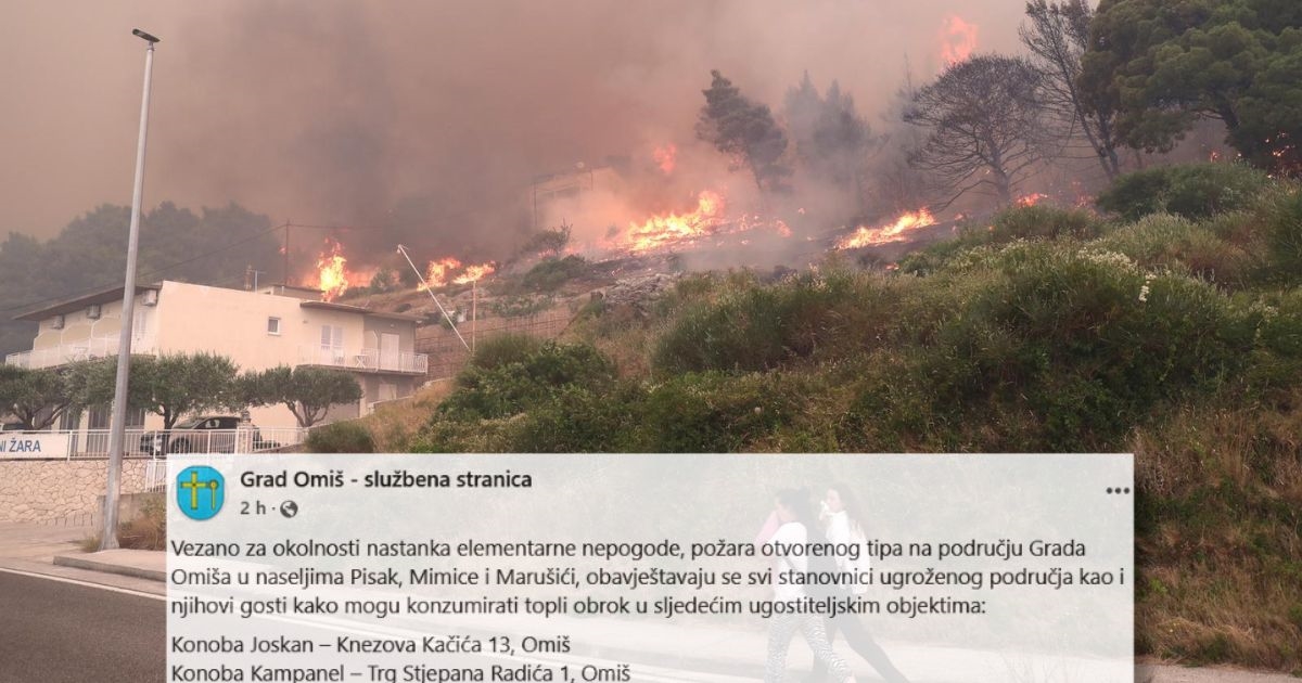 Konobe i restorani u Omišu nude besplatne tople obroke ljudima s područja požara