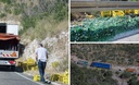 FOTO Kaos kod Trogira: Teret s kamiona pao na osobno vozilo, staklo se rasulo po cesti