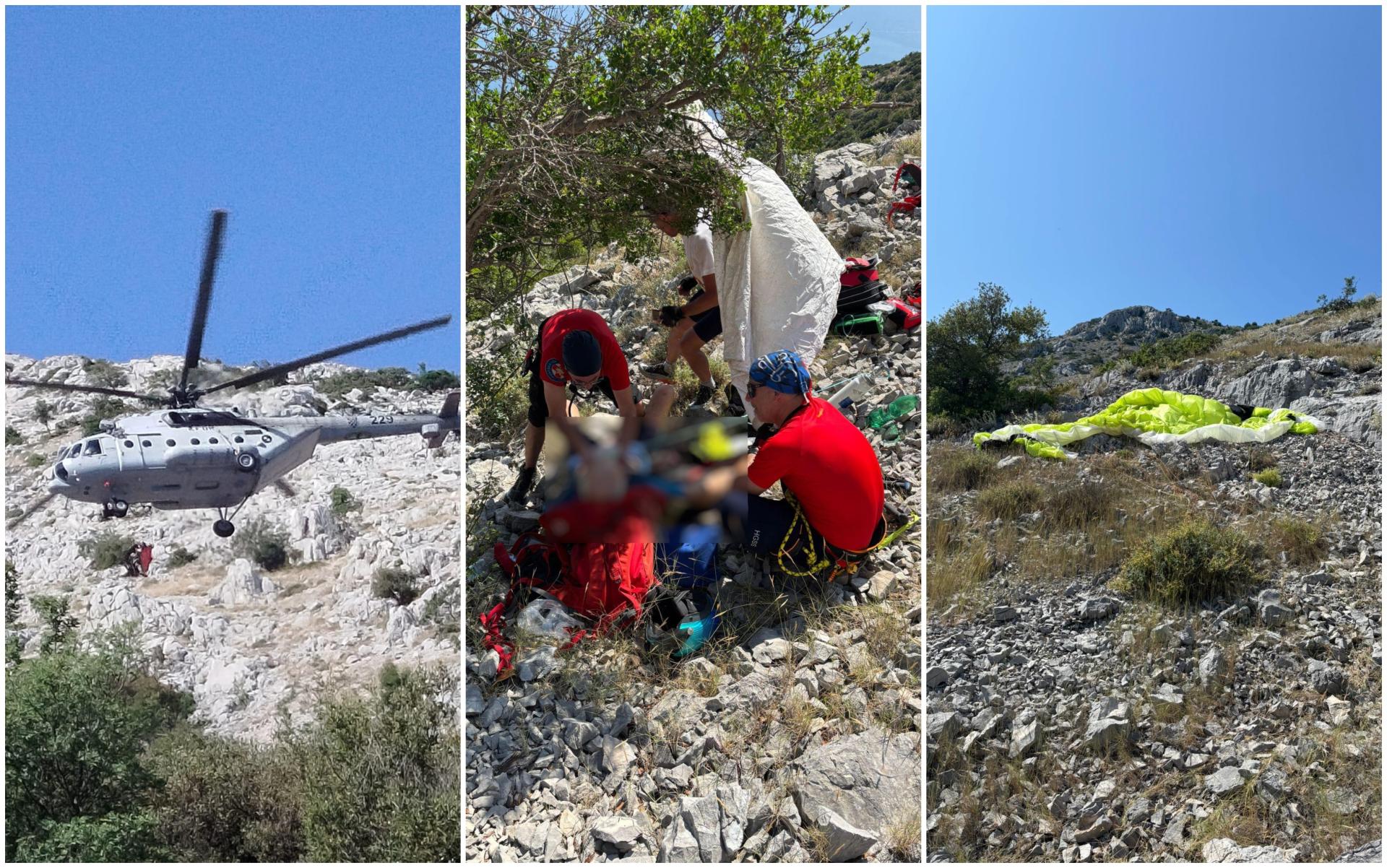 Paraglajder koji je pao na litice iznad Orebića helikopterom prebačen u KBC Split: akcija spašavanja trajala satima