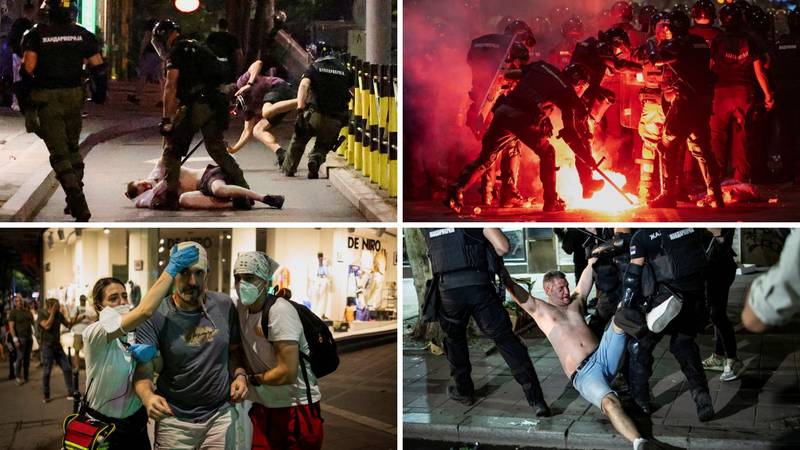 Dramatični prizori u Beogradu:  Sukob policije i prosvjednika,  deseci uhićenih i ozlijeđenih