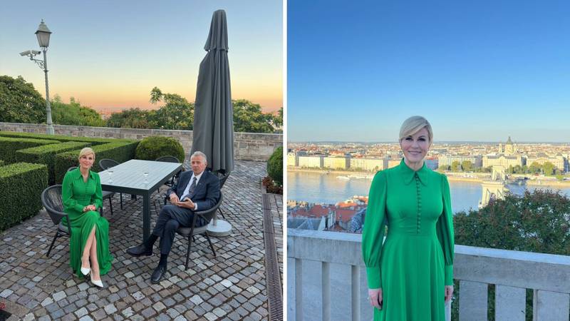 FOTO Kolinda je zabljesnula u zelenoj haljini u Budimpešti na dodjeli odličja čelniku MOO-a
