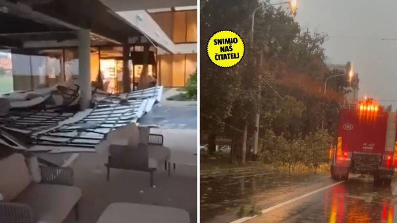 VIDEO Nevrijeme poharalo i Osijek: Pogledajte što je ostalo od terase hotela u Čepinu