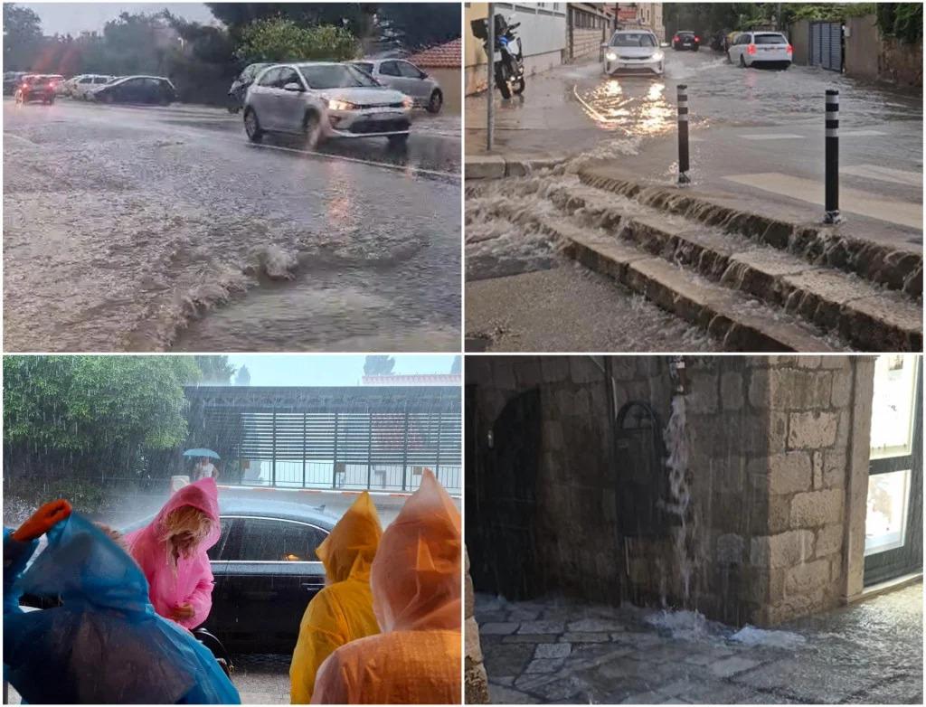 VIDEO Obilna kiša izazvala kaos po Dalmaciji: Pogledajte bujice kako potapaju ceste, gradove koji su dobili ‘slapove‘